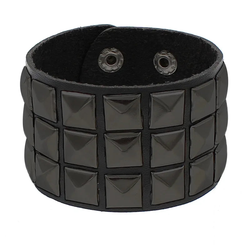 80s Leather Punk Bracelet for Men Women Wristband Goth Punk Rock Bracelet Cuff Bangle Unisex for Halloween Party Favors Accessor
