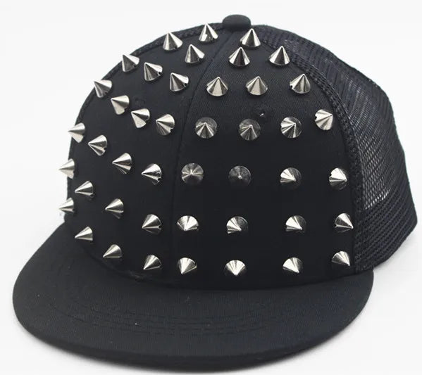 Men and Women's Rivet Flat Hat, Punk Rock, Hip Hop Stud Baseball Caps, Male, Female, Youth, Teenagers, Boys, Girls