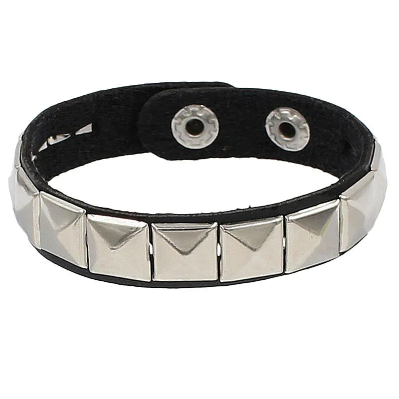 80s Leather Punk Bracelet for Men Women Wristband Goth Punk Rock Bracelet Cuff Bangle Unisex for Halloween Party Favors Accessor
