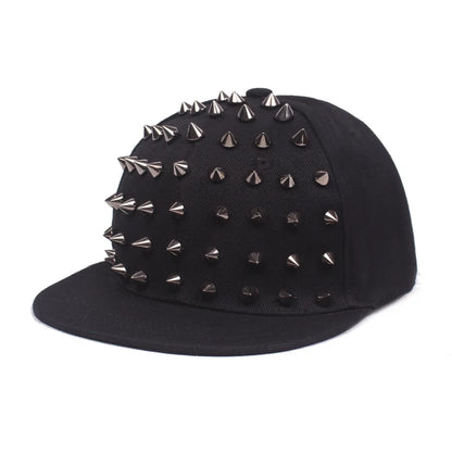 Men and Women's Rivet Flat Hat, Punk Rock, Hip Hop Stud Baseball Caps, Male, Female, Youth, Teenagers, Boys, Girls