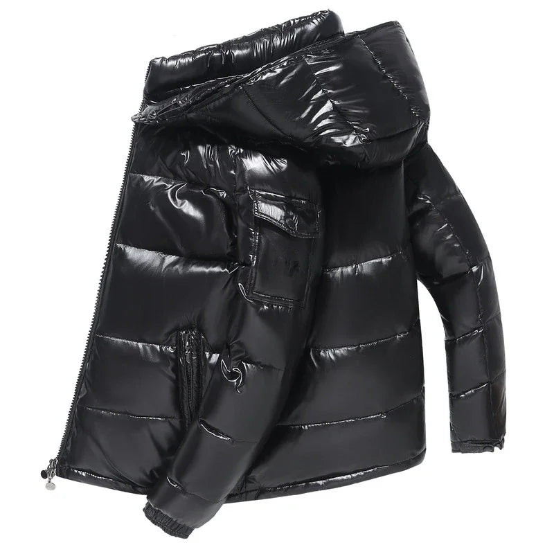 New Glossy Down Jackets Short Winter Hooded