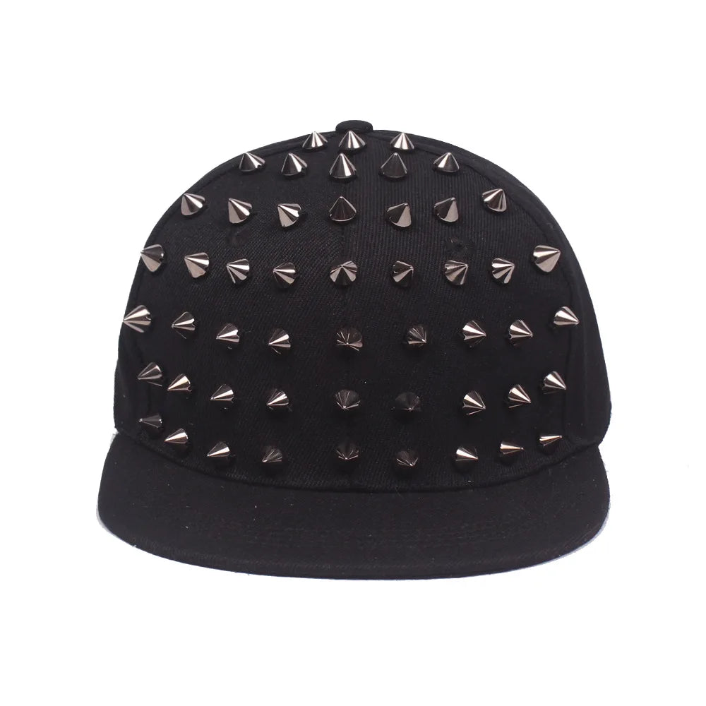 Men and Women's Rivet Flat Hat, Punk Rock, Hip Hop Stud Baseball Caps, Male, Female, Youth, Teenagers, Boys, Girls